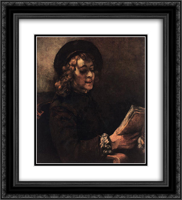 Titus Reading 20x22 Black Ornate Wood Framed Art Print Poster with Double Matting by Rembrandt