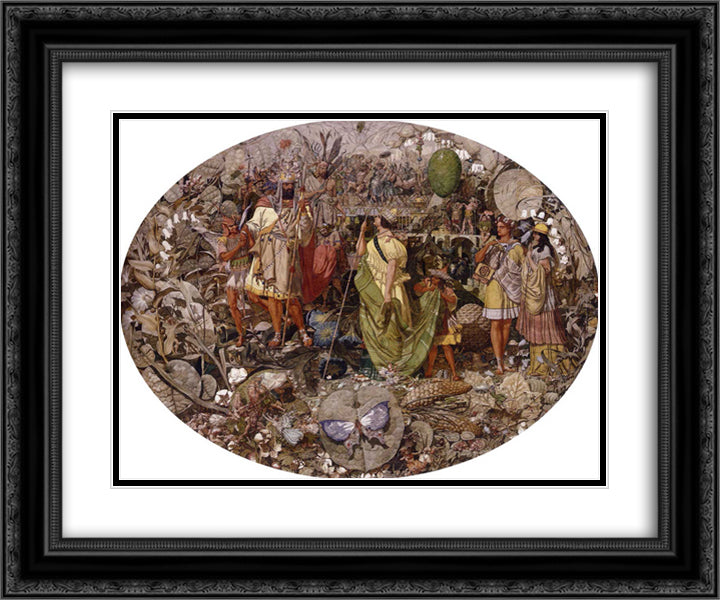Contradiction. Oberon and Titania 24x20 Black Ornate Wood Framed Art Print Poster with Double Matting by Dadd, Richard