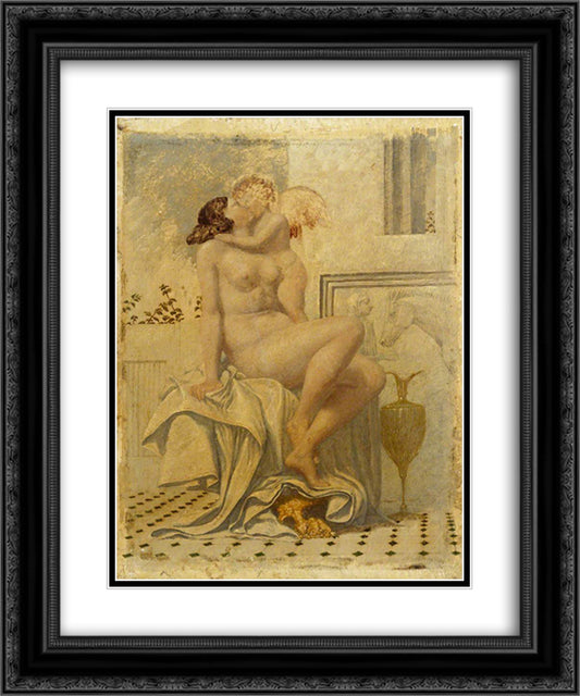 Cupid and Psyche 20x24 Black Ornate Wood Framed Art Print Poster with Double Matting by Dadd, Richard