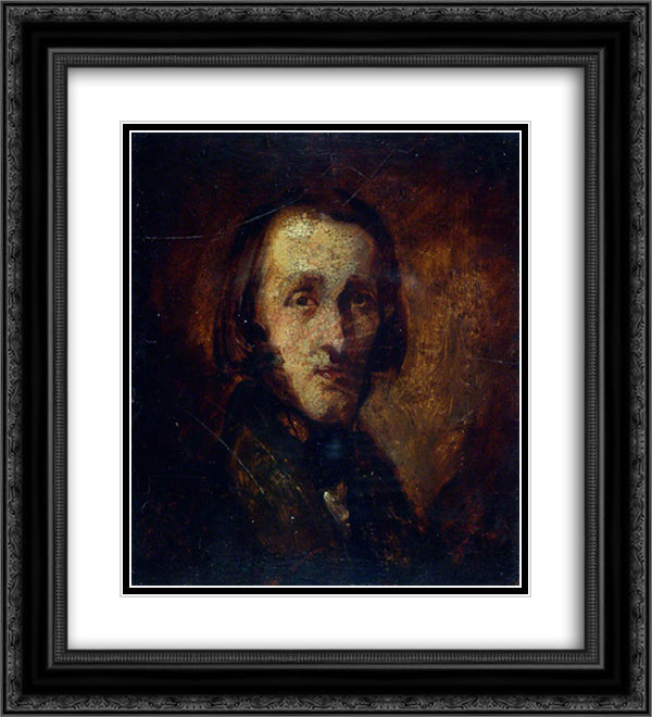 Portrait of a Man 20x22 Black Ornate Wood Framed Art Print Poster with Double Matting by Dadd, Richard