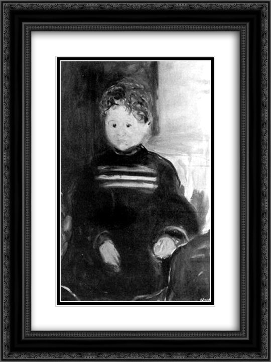 Child's Portrait 18x24 Black Ornate Wood Framed Art Print Poster with Double Matting by Gerstl, Richard