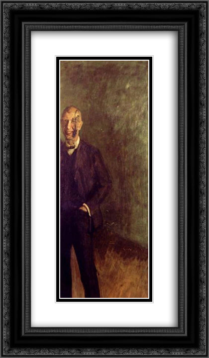Fragment of a smiling self-portrait at full length 14x24 Black Ornate Wood Framed Art Print Poster with Double Matting by Gerstl, Richard