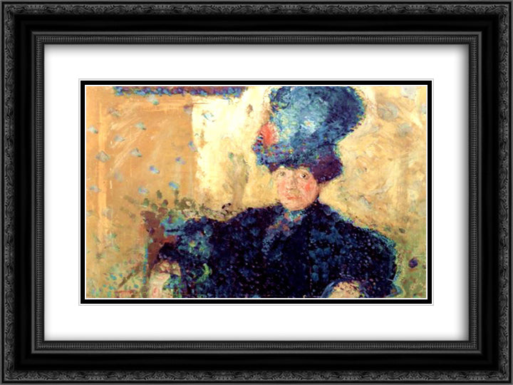 Half-length portrait of Mathilde Schoenberg 24x18 Black Ornate Wood Framed Art Print Poster with Double Matting by Gerstl, Richard