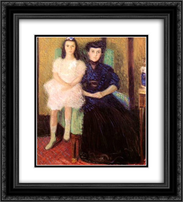 Mother and Daughter 20x22 Black Ornate Wood Framed Art Print Poster with Double Matting by Gerstl, Richard