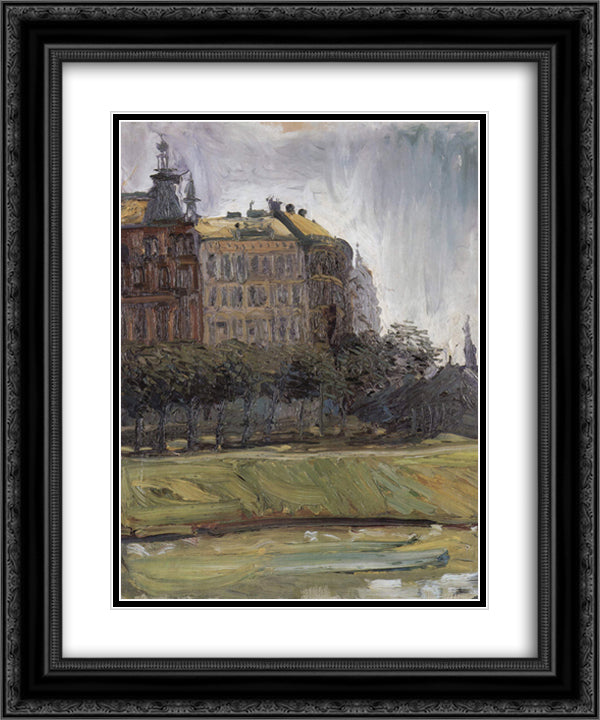 On the Danube Canal 20x24 Black Ornate Wood Framed Art Print Poster with Double Matting by Gerstl, Richard