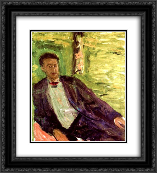 Portrait of a gentleman (green background) 20x22 Black Ornate Wood Framed Art Print Poster with Double Matting by Gerstl, Richard
