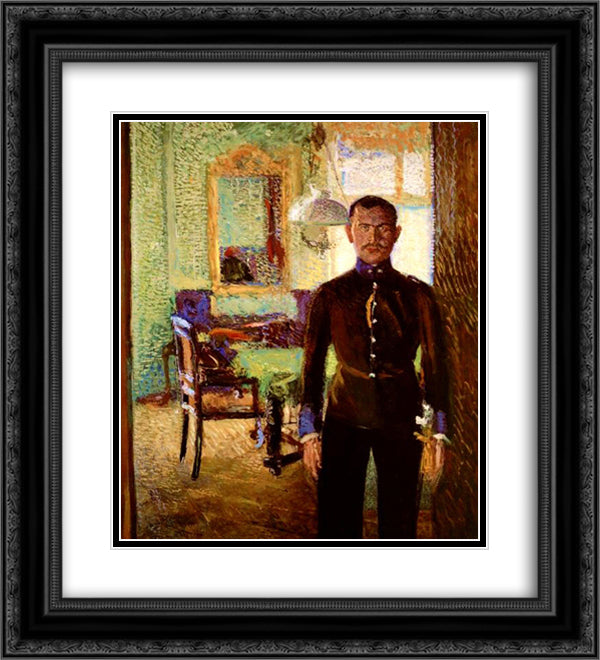 Portrait of a Lieutenant (Alois Gerstl) 20x22 Black Ornate Wood Framed Art Print Poster with Double Matting by Gerstl, Richard