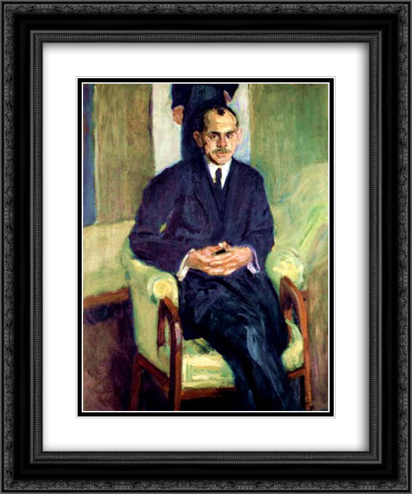 Portrait of a seated man 20x24 Black Ornate Wood Framed Art Print Poster with Double Matting by Gerstl, Richard