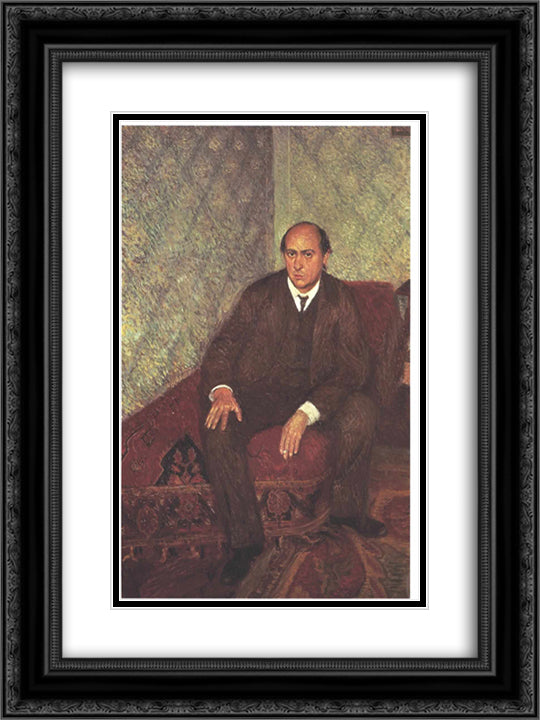 Portrait of Arnold Schonberg 18x24 Black Ornate Wood Framed Art Print Poster with Double Matting by Gerstl, Richard