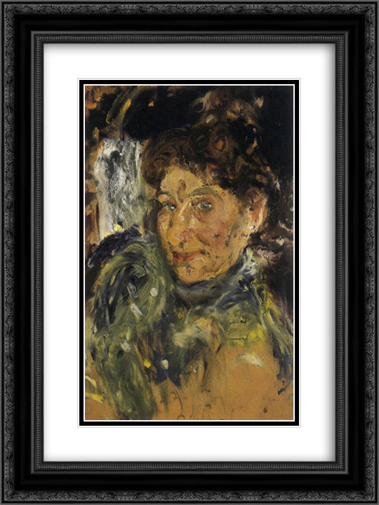 Portrait of Mother, Maria Gerstl, unfinished 18x24 Black Ornate Wood Framed Art Print Poster with Double Matting by Gerstl, Richard