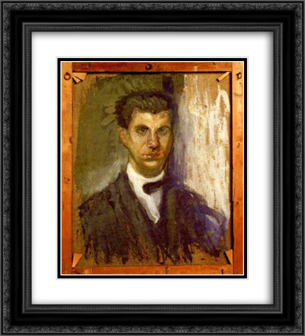 Self-Portrait (Study) 20x22 Black Ornate Wood Framed Art Print Poster with Double Matting by Gerstl, Richard