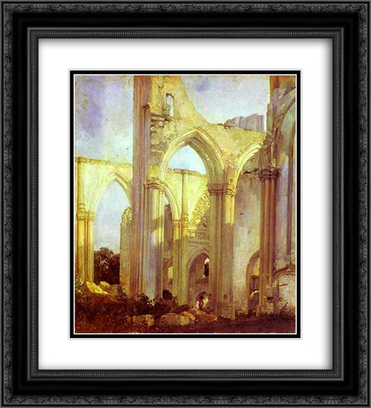 Abbey of St. Berlin, near St. Omer 20x22 Black Ornate Wood Framed Art Print Poster with Double Matting by Bonington, Richard Parkes