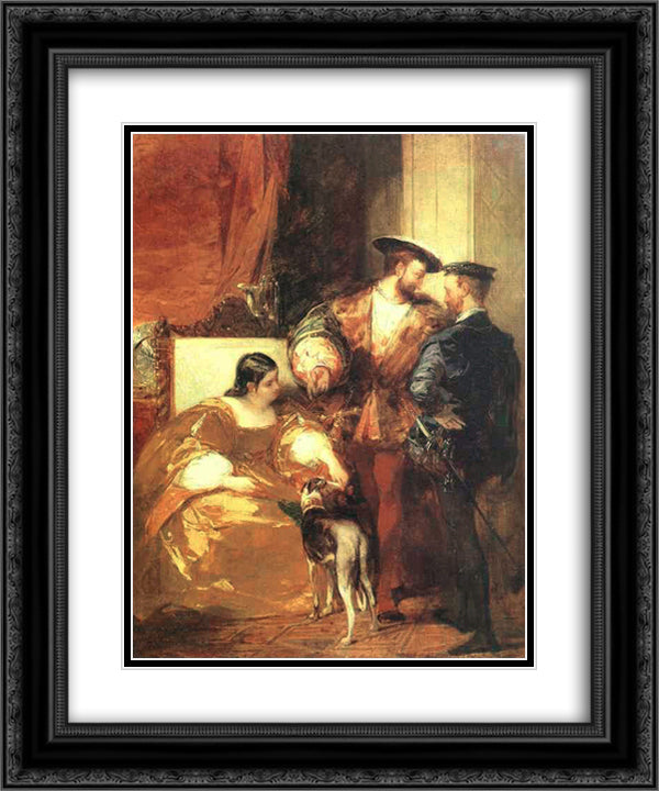 Francis I and the Duchess of Etampes 20x24 Black Ornate Wood Framed Art Print Poster with Double Matting by Bonington, Richard Parkes