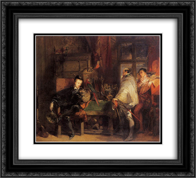 Henri III and Don Juan of Austria 22x20 Black Ornate Wood Framed Art Print Poster with Double Matting by Bonington, Richard Parkes