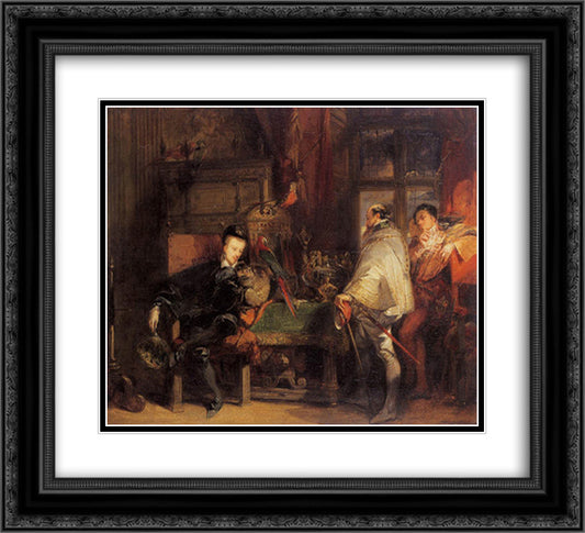 Henri III and Don Juan of Austria 22x20 Black Ornate Wood Framed Art Print Poster with Double Matting by Bonington, Richard Parkes