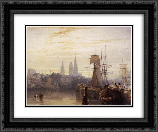 Rouen 24x20 Black Ornate Wood Framed Art Print Poster with Double Matting by Bonington, Richard Parkes