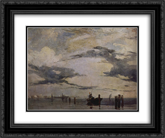 The Adriatic coast 24x20 Black Ornate Wood Framed Art Print Poster with Double Matting by Bonington, Richard Parkes