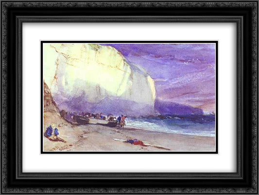 The Undercliff 24x18 Black Ornate Wood Framed Art Print Poster with Double Matting by Bonington, Richard Parkes