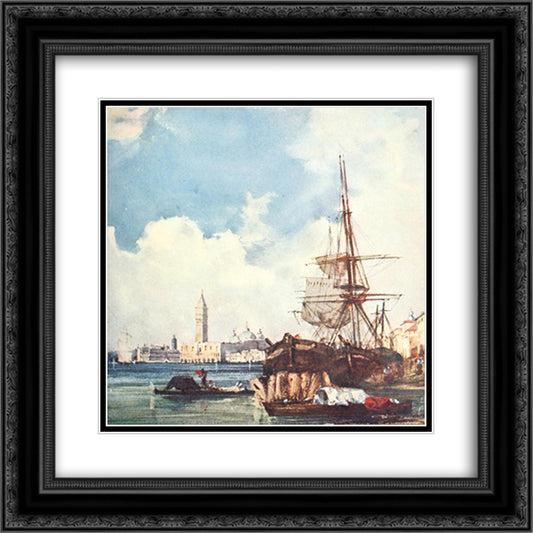 View of Venice 20x20 Black Ornate Wood Framed Art Print Poster with Double Matting by Bonington, Richard Parkes