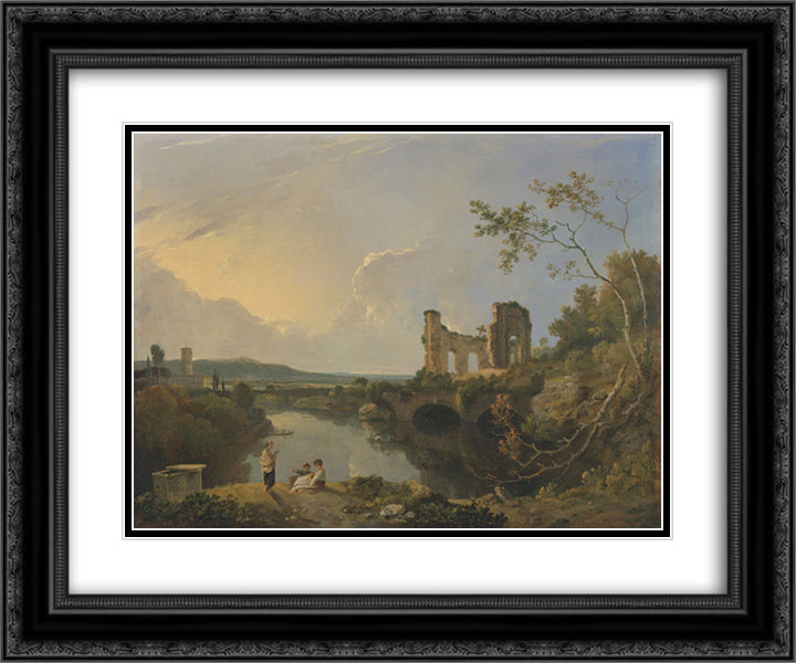 Italian Landscape (Morning) 24x20 Black Ornate Wood Framed Art Print Poster with Double Matting by Wilson, Richard