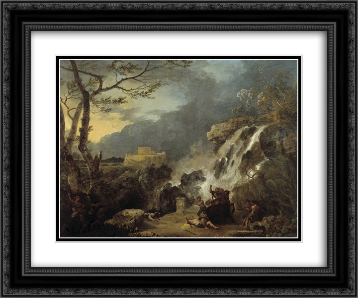 Meleager and Atalanta 24x20 Black Ornate Wood Framed Art Print Poster with Double Matting by Wilson, Richard