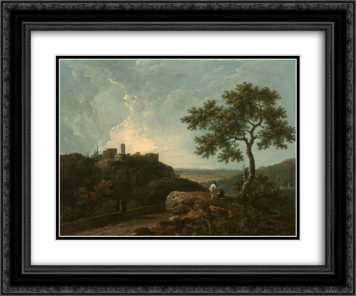 Tivoli The Temple of the Sybil and the Campagna 24x20 Black Ornate Wood Framed Art Print Poster with Double Matting by Wilson, Richard