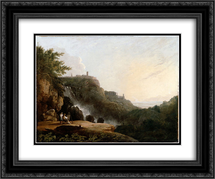 View of Tivoli the Cascatelle and the 'Villa of Maecenas' 24x20 Black Ornate Wood Framed Art Print Poster with Double Matting by Wilson, Richard