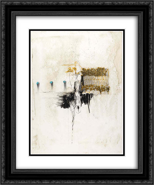Drawing with Blue 20x24 Black Ornate Wood Framed Art Print Poster with Double Matting by Ruben, Richards
