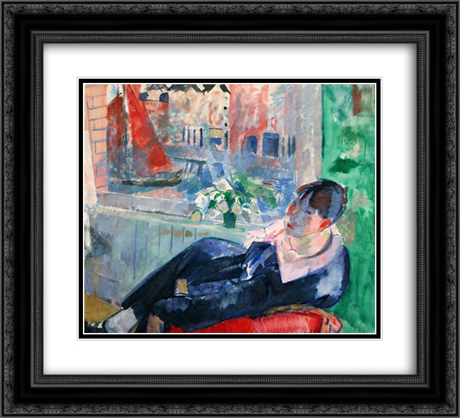 Afternoon in Amsterdam 22x20 Black Ornate Wood Framed Art Print Poster with Double Matting by Wouters, Rik