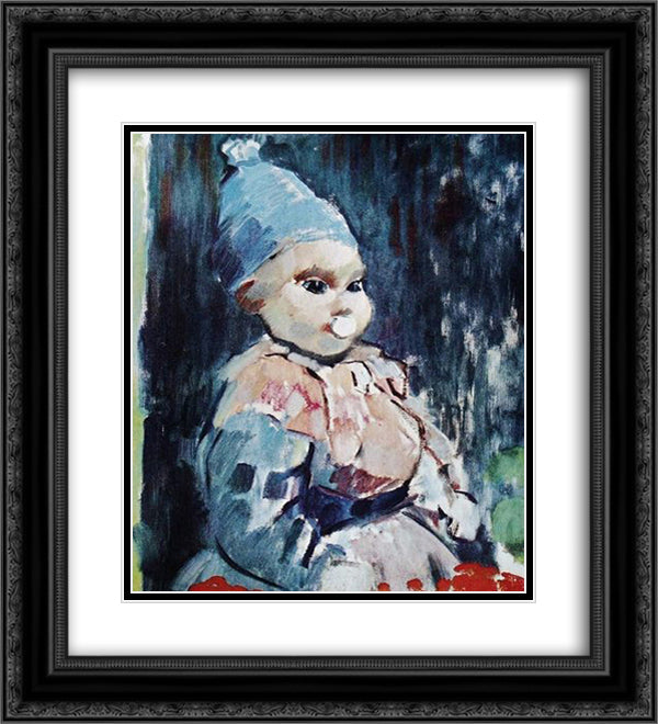 Baby with blue cap 20x22 Black Ornate Wood Framed Art Print Poster with Double Matting by Wouters, Rik