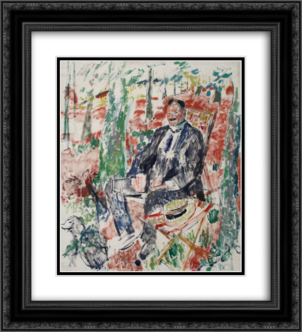 Man with Straw Hat 20x22 Black Ornate Wood Framed Art Print Poster with Double Matting by Wouters, Rik