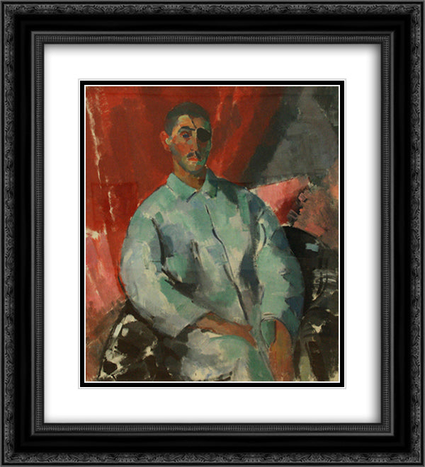 Self-portrait with Black Bandage 20x22 Black Ornate Wood Framed Art Print Poster with Double Matting by Wouters, Rik
