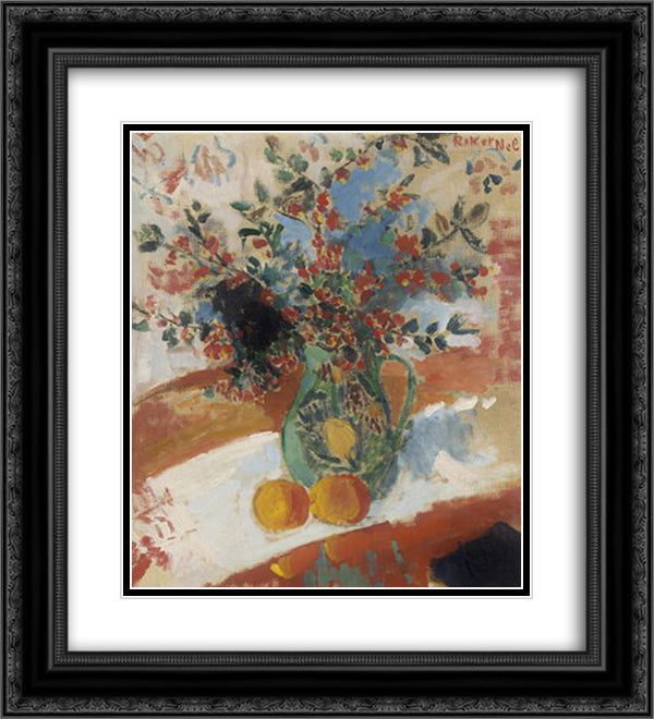 Still Life 20x22 Black Ornate Wood Framed Art Print Poster with Double Matting by Wouters, Rik