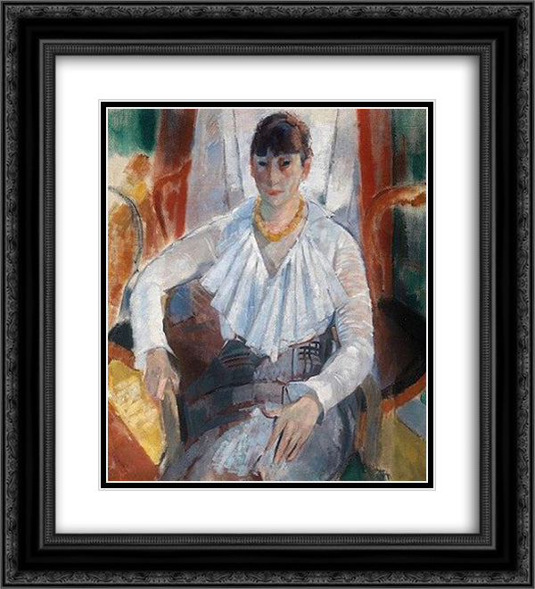 Woman in White 20x22 Black Ornate Wood Framed Art Print Poster with Double Matting by Wouters, Rik