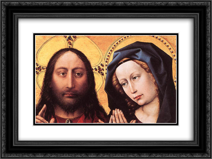 Blessing Christ and Praying Virgin 24x18 Black Ornate Wood Framed Art Print Poster with Double Matting by Campin, Robert