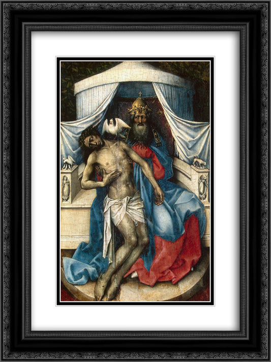 Mourning Trinity (Throne of God) 18x24 Black Ornate Wood Framed Art Print Poster with Double Matting by Campin, Robert