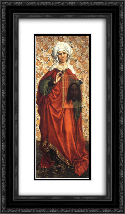 Saint Veronica Displaying the Sudarium 14x24 Black Ornate Wood Framed Art Print Poster with Double Matting by Campin, Robert