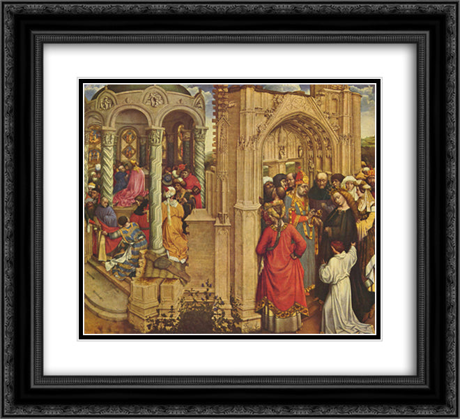 The Nuptials of the Virgin 22x20 Black Ornate Wood Framed Art Print Poster with Double Matting by Campin, Robert