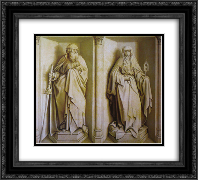 The Nuptials of the Virgin - St. James the Great and St. Clare 22x20 Black Ornate Wood Framed Art Print Poster with Double Matting by Campin, Robert
