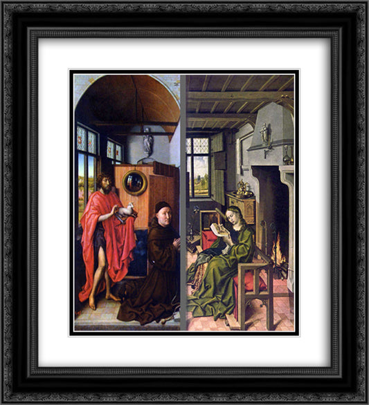 Werl Altarpiece 20x22 Black Ornate Wood Framed Art Print Poster with Double Matting by Campin, Robert