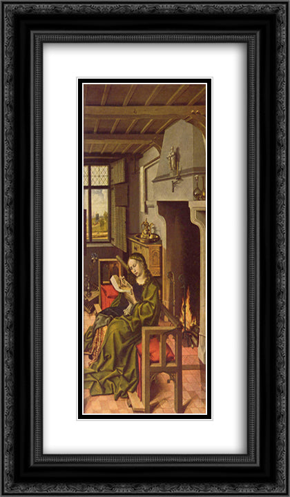 Werl Altarpiece - St. Barbara 14x24 Black Ornate Wood Framed Art Print Poster with Double Matting by Campin, Robert