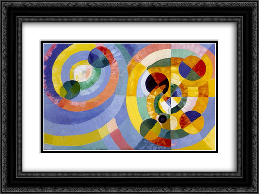 Circular Forms 24x18 Black Ornate Wood Framed Art Print Poster with Double Matting by Delaunay, Robert
