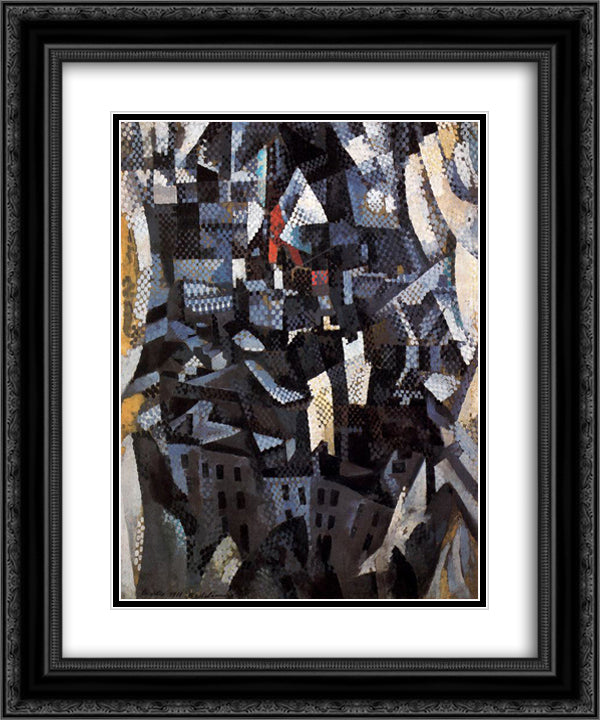 Ciudades. City 20x24 Black Ornate Wood Framed Art Print Poster with Double Matting by Delaunay, Robert