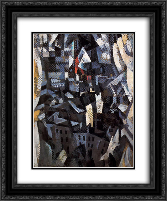 Ciudades. City 20x24 Black Ornate Wood Framed Art Print Poster with Double Matting by Delaunay, Robert