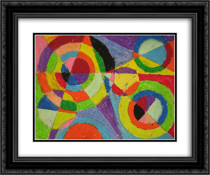 Color Explosion 24x20 Black Ornate Wood Framed Art Print Poster with Double Matting by Delaunay, Robert