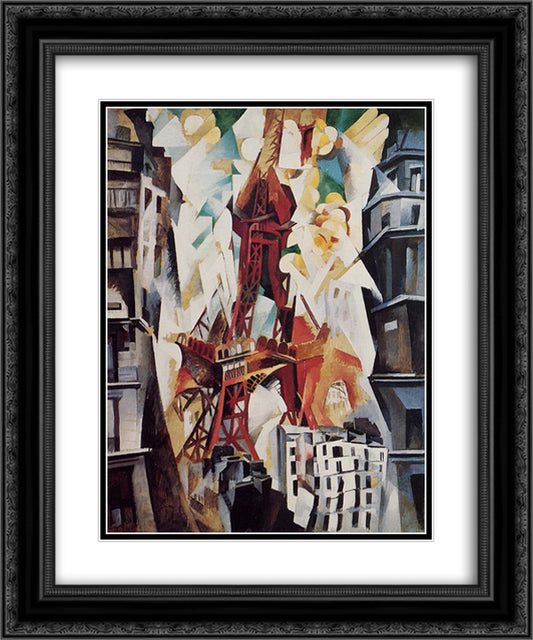 Eiffel Tower 20x24 Black Ornate Wood Framed Art Print Poster with Double Matting by Delaunay, Robert