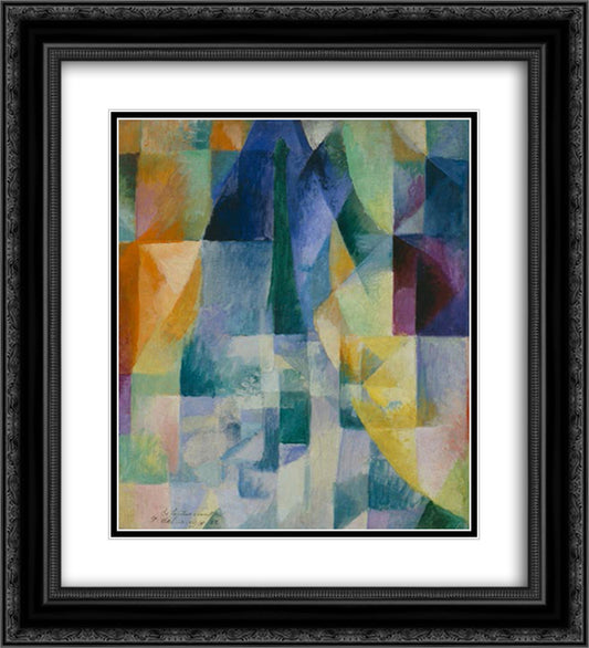 Simultaneous Windows (2nd Motif, 1st Part) 20x22 Black Ornate Wood Framed Art Print Poster with Double Matting by Delaunay, Robert