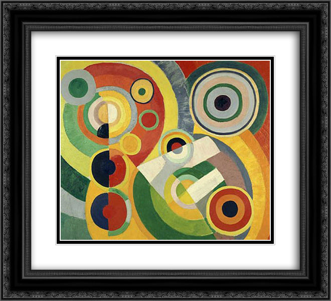 The Joy of Life 22x20 Black Ornate Wood Framed Art Print Poster with Double Matting by Delaunay, Robert
