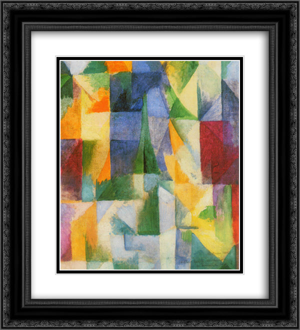 Window 20x22 Black Ornate Wood Framed Art Print Poster with Double Matting by Delaunay, Robert