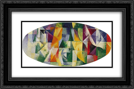 Windows Open Simultaneously 1st Part, 3rd Motif 24x16 Black Ornate Wood Framed Art Print Poster with Double Matting by Delaunay, Robert